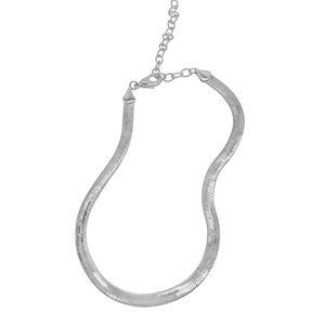 Adornia Silver-Tone Herringbone Snake Chain Necklace